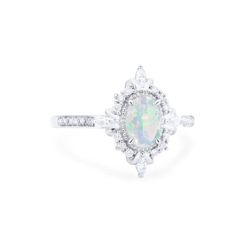 [Alessandra] Art Deco Oval Engagement Ring in Opal Women's Ring michelliafinejewelry   
