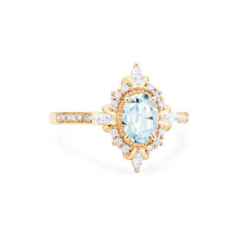 [Alessandra] Art Deco Oval Cut Ring in Aquamarine Women's Ring michelliafinejewelry   