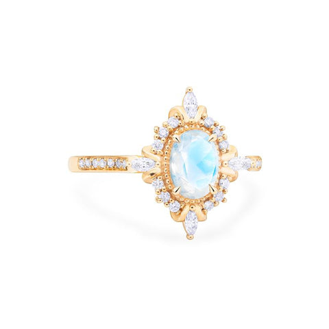 Alessandra | Art Deco Oval Cut Ring in Moonstone – Michellia Fine Jewelry