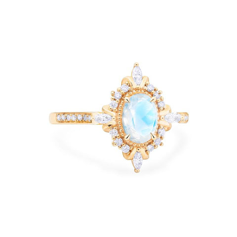 [Alessandra] Art Deco Oval Cut Ring in Moonstone Women's Ring michelliafinejewelry   