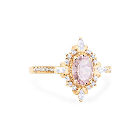 [Alessandra] Art Deco Oval Cut Ring in Morganite Women's Ring michelliafinejewelry   