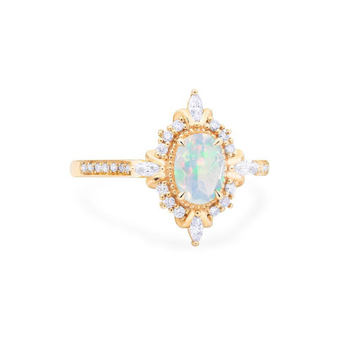 [Alessandra] Art Deco Oval Engagement Ring in Opal Women's Ring michelliafinejewelry   