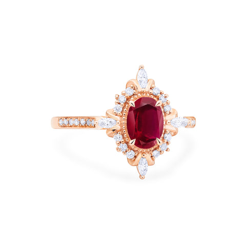 [Alessandra] Art Deco Oval Cut Ring in Lab Red Ruby Women's Ring michelliafinejewelry   