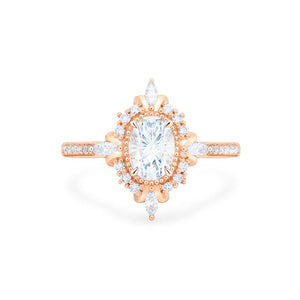 [Alessandra] Art Deco Oval Cut Ring in Moissanite / Diamond Women's Ring michelliafinejewelry   