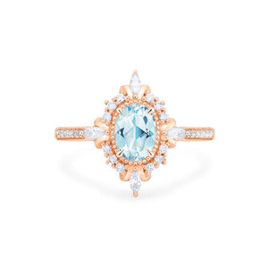 [Alessandra] Art Deco Oval Cut Ring in Aquamarine Women's Ring michelliafinejewelry   