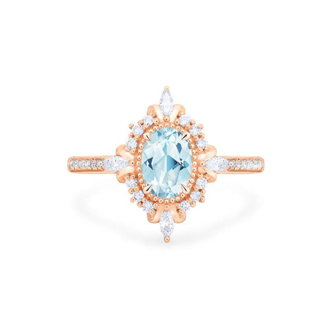 [Alessandra] Art Deco Oval Cut Ring in Aquamarine Women's Ring michelliafinejewelry   