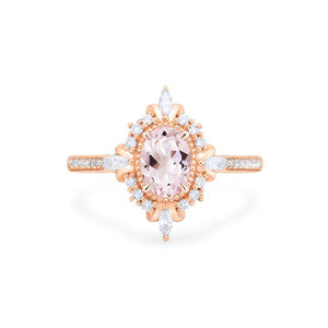[Alessandra] Art Deco Oval Cut Ring in Morganite Women's Ring michelliafinejewelry   