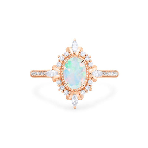 Alessandra Art Deco Oval Cut Ring in Opal Michellia Fine Jewelry