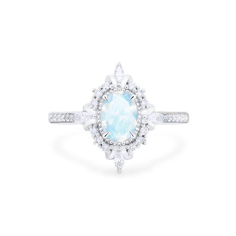 [Alessandra] Art Deco Oval Cut Ring in Moonstone Women's Ring michelliafinejewelry   