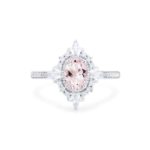 [Alessandra] Art Deco Oval Cut Ring in Morganite Women's Ring michelliafinejewelry   