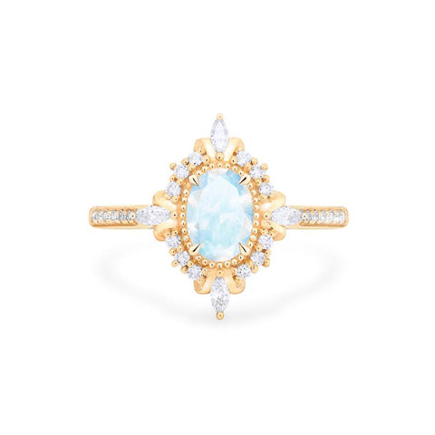 [Alessandra] Art Deco Oval Cut Ring in Moonstone Women's Ring michelliafinejewelry   