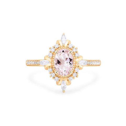 [Alessandra] Art Deco Oval Cut Ring in Morganite Women's Ring michelliafinejewelry   