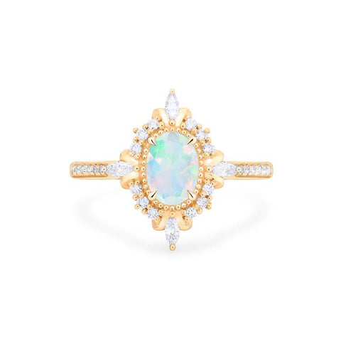 [Alessandra] Art Deco Oval Engagement Ring in Opal Women's Ring michelliafinejewelry   