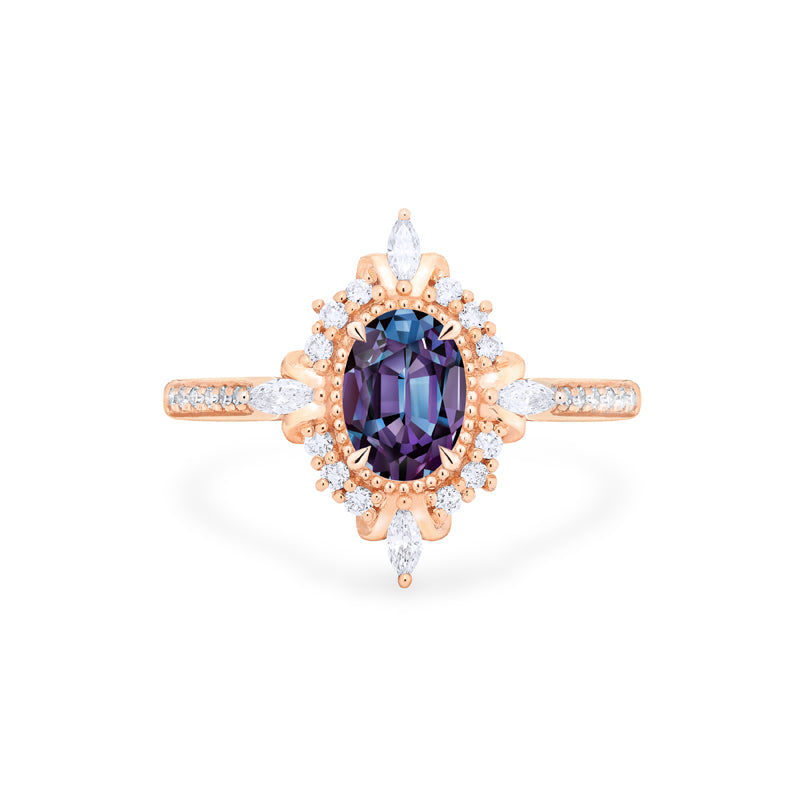 [Alessandra] Art Deco Oval Cut Ring in Lab Alexandrite Women's Ring michelliafinejewelry   