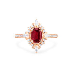 [Alessandra] Art Deco Oval Cut Ring in Lab Red Ruby Women's Ring michelliafinejewelry   