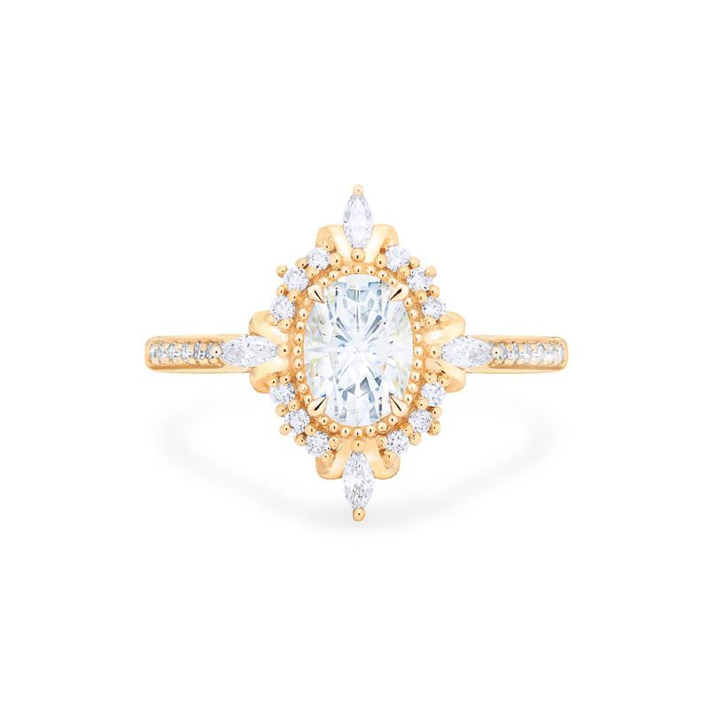 [Alessandra] Ready-to-Ship Art Deco Oval Cut Ring in Moissanite Women's Ring michelliafinejewelry   