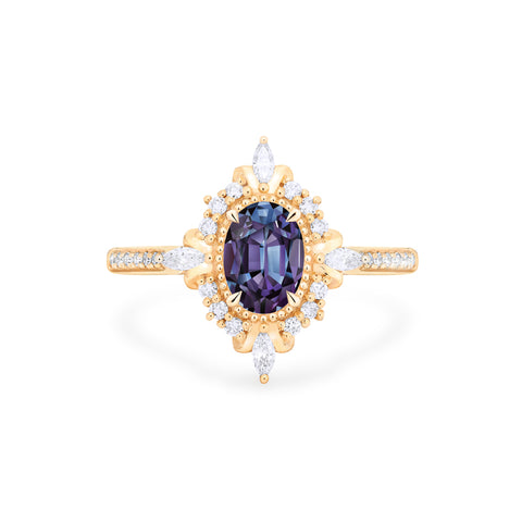 [Alessandra] Art Deco Oval Engagement Ring in Lab Alexandrite Women's Ring michelliafinejewelry   
