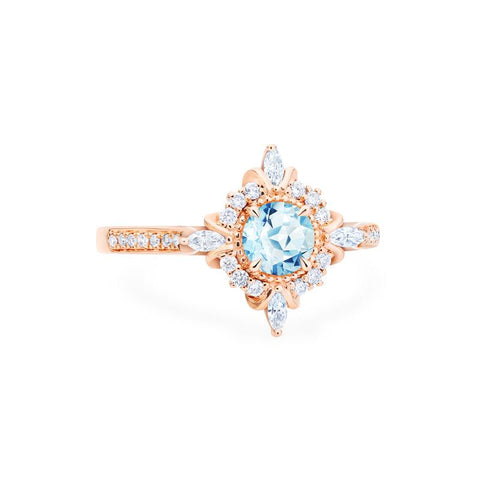 [Astrid] Art Deco Petite Engagement Ring in Aquamarine Women's Ring michelliafinejewelry   