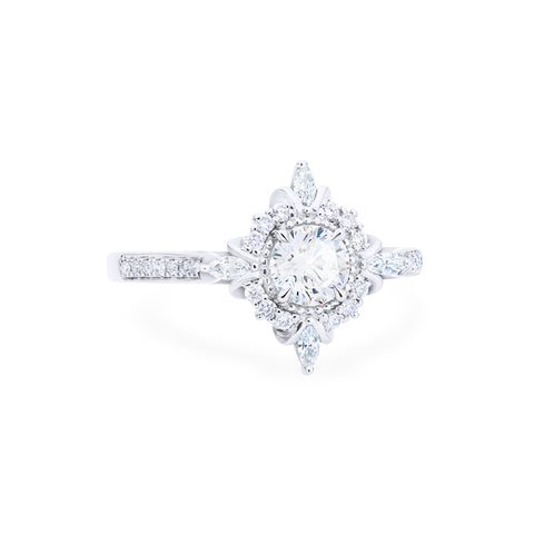 [Astrid] Art Deco Petite Engagement Ring in Diamond / Moissanite Women's Ring michelliafinejewelry   