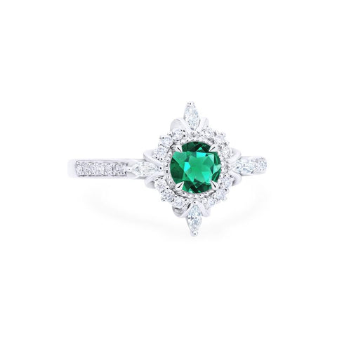 [Astrid] Art Deco Petite Ring in Lab Emerald Women's Ring michelliafinejewelry   