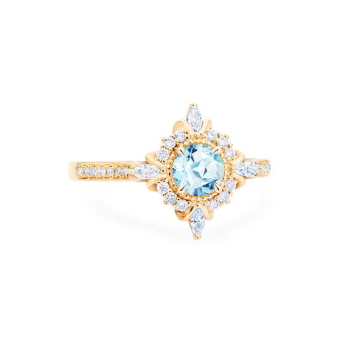 [Astrid] Art Deco Petite Engagement Ring in Aquamarine Women's Ring michelliafinejewelry   