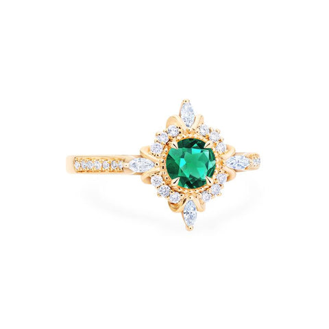 [Astrid] Art Deco Petite Ring in Lab Emerald Women's Ring michelliafinejewelry   