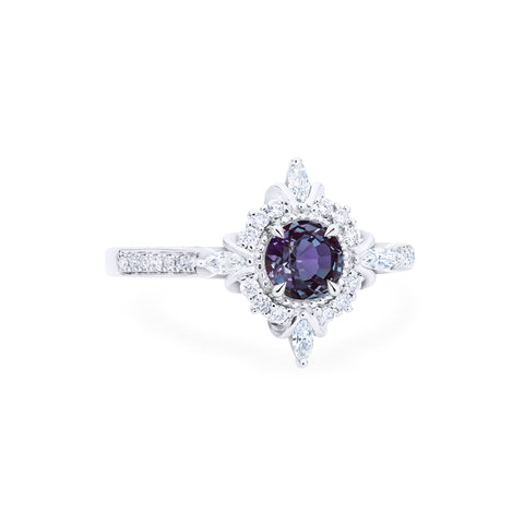 [Astrid] Art Deco Petite Engagement Ring in Lab Alexandrite Women's Ring michelliafinejewelry   