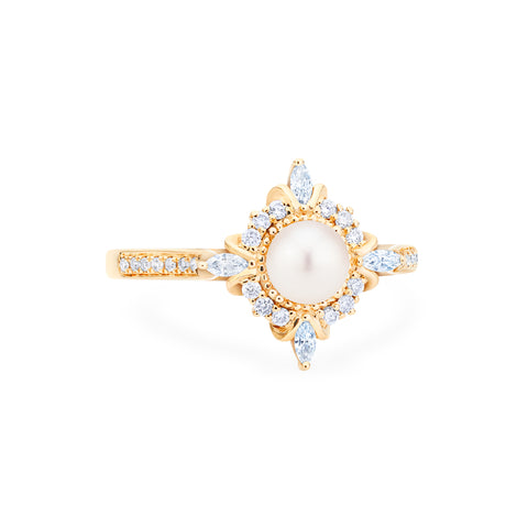 [Astrid] Art Deco Petite Ring in Akoya Pearl Women's Ring michelliafinejewelry   