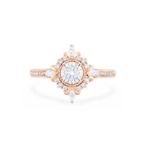 [Astrid] Art Deco Petite Engagement Ring in Diamond / Moissanite Women's Ring michelliafinejewelry   