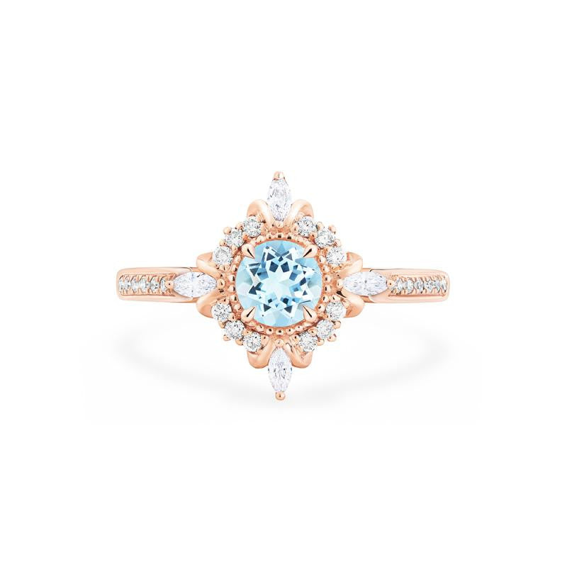 [Astrid] Art Deco Petite Ring in Aquamarine Women's Ring michelliafinejewelry   