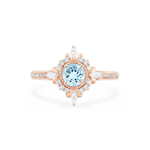 [Astrid] Art Deco Petite Engagement Ring in Aquamarine Women's Ring michelliafinejewelry   