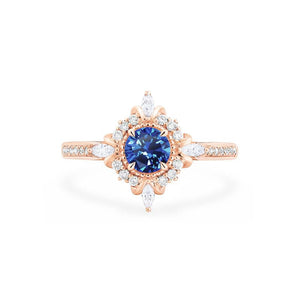 [Astrid] Art Deco Petite Ring in Lab Blue Sapphire Women's Ring michelliafinejewelry   