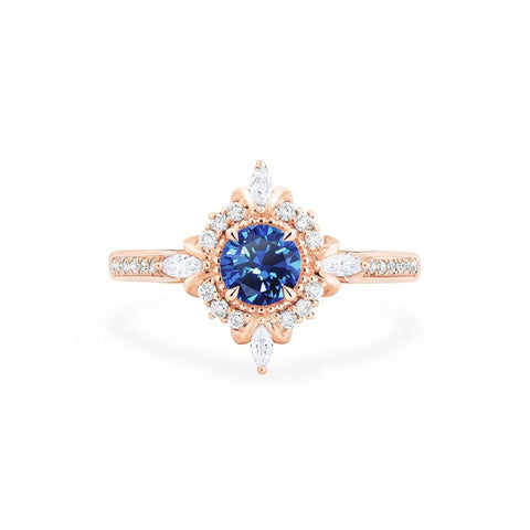 [Astrid] Art Deco Petite Engagement Ring in Lab Blue Sapphire Women's Ring michelliafinejewelry   