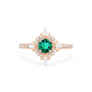 [Astrid] Art Deco Petite Ring in Lab Emerald Women's Ring michelliafinejewelry   