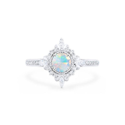 Astrid | Art Deco Petite Ring in Opal – Michellia Fine Jewelry