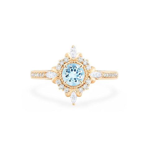 [Astrid] Art Deco Petite Engagement Ring in Aquamarine Women's Ring michelliafinejewelry   