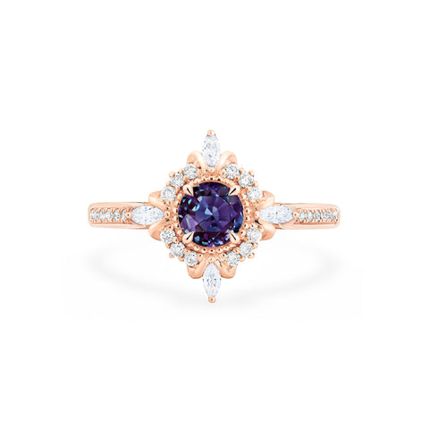 [Astrid] Art Deco Petite Engagement Ring in Lab Alexandrite Women's Ring michelliafinejewelry   