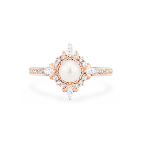 [Astrid] Art Deco Petite Ring in Akoya Pearl Women's Ring michelliafinejewelry   
