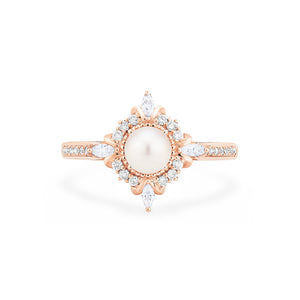 [Astrid] Ready-to-Ship Art Deco Petite Ring in Akoya Pearl Women's Ring michelliafinejewelry   