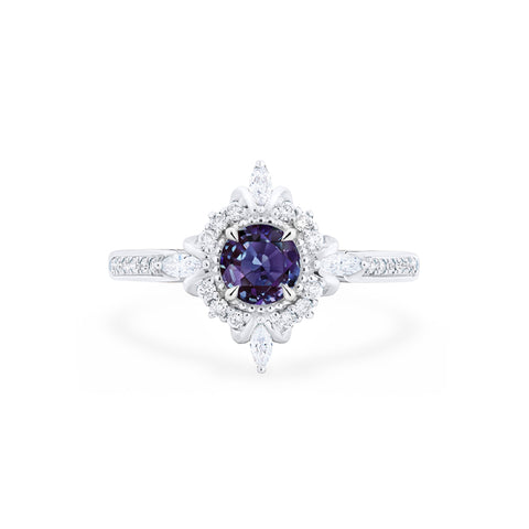 [Astrid] Art Deco Petite Engagement Ring in Lab Alexandrite Women's Ring michelliafinejewelry   