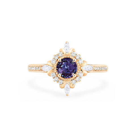 [Astrid] Art Deco Petite Engagement Ring in Lab Alexandrite Women's Ring michelliafinejewelry   