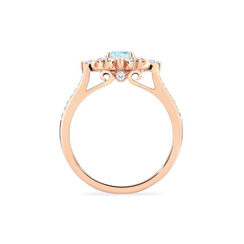[Astrid] Art Deco Petite Engagement Ring in Aquamarine Women's Ring michelliafinejewelry   