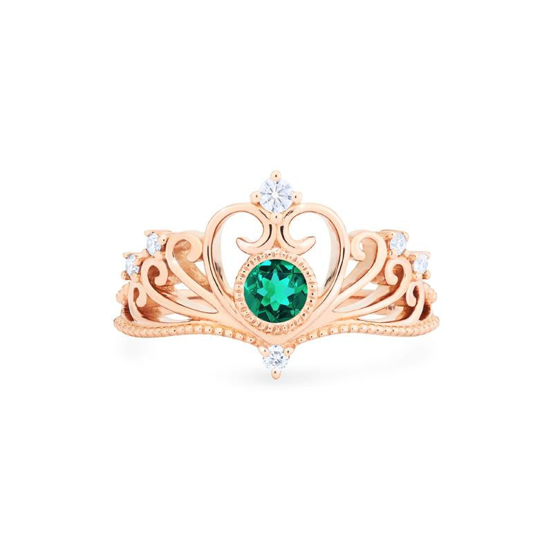 [Ingrid] Ready-to-Ship Swan Lovers Tiara Ring in Lab Emerald Women's Ring michelliafinejewelry   