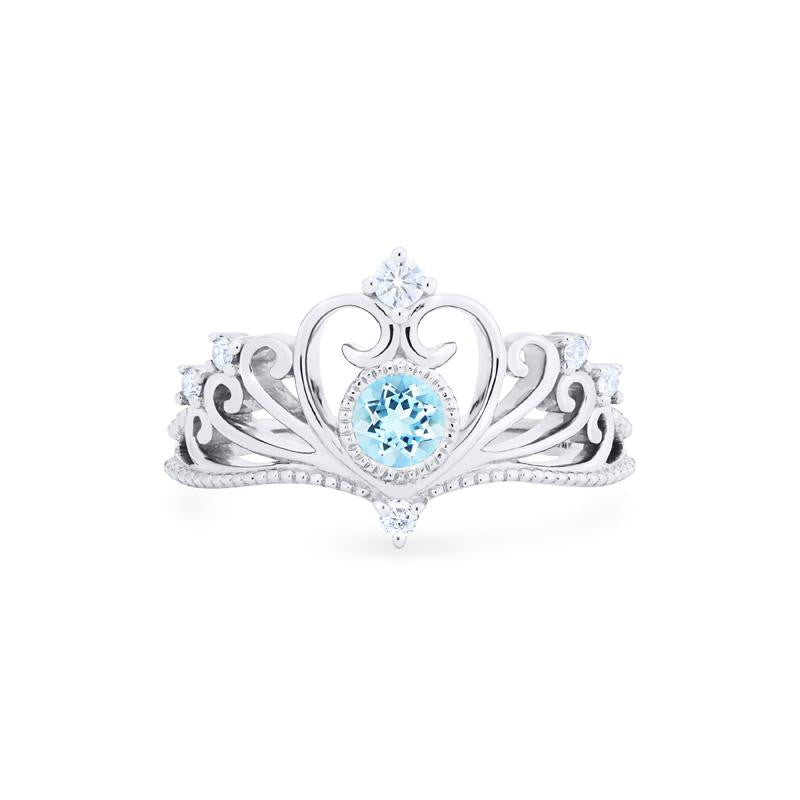 [Ingrid] Ready-to-Ship Swan Lovers Tiara Ring in Aquamarine Women's Ring michelliafinejewelry   