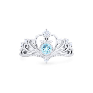[Ingrid] Ready-to-Ship Swan Lovers Tiara Ring in Aquamarine Women's Ring michelliafinejewelry   