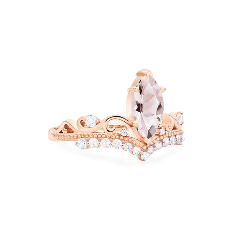 [Windsor] Heirloom Crown Marquise Cut Ring in Morganite Women's Ring michelliafinejewelry   