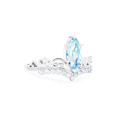 [Windsor] Heirloom Crown Marquise Cut Ring in Aquamarine Women's Ring michelliafinejewelry   