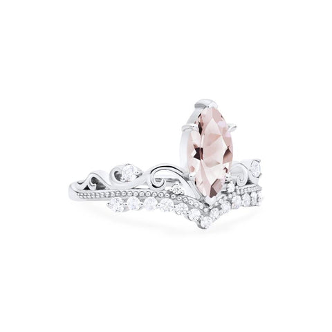 [Windsor] Heirloom Crown Marquise Cut Ring in Morganite Women's Ring michelliafinejewelry   