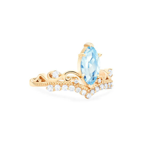 [Windsor] Heirloom Crown Marquise Cut Ring in Aquamarine Women's Ring michelliafinejewelry   