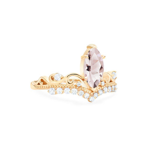 [Windsor] Heirloom Crown Marquise Cut Ring in Morganite Women's Ring michelliafinejewelry   